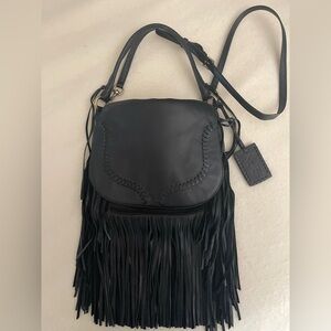 Polo Ralph Lauren black fringe shoulder bag